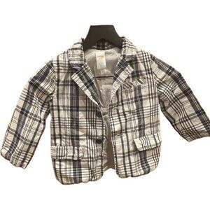 Gymboree Boys Plaid Blazer Jacket Size 4T Blue/White Two-Button Closure
